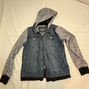 Urban Republic Kids Denim and knit Hoodie Jacket Sz large 14/16